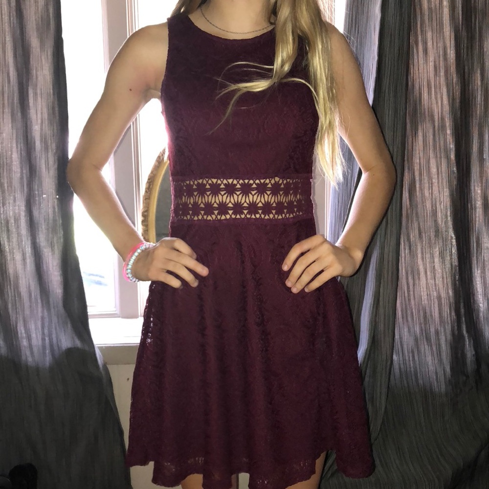 Maroon lace dress